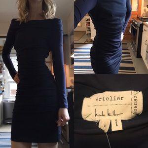 NICOLE MILLER off shoulder/long sleeve dress